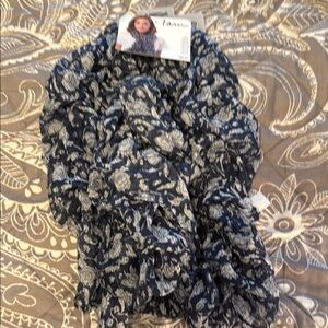 Floral Navy and White Scarf